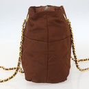 PRADA Chain Quilted Shoulder Bag Nylon Brown Gold Auth 160140-4