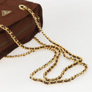 PRADA Chain Quilted Shoulder Bag Nylon Brown Gold Auth 160140-7