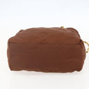 PRADA Chain Quilted Shoulder Bag Nylon Brown Gold Auth 160140-5