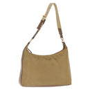 PRADA Shoulder Bag Nylon Beige Gold Auth 160150-1