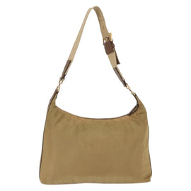 PRADA Shoulder Bag Nylon Beige Gold Auth 160150 - 0