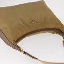 PRADA Shoulder Bag Nylon Beige Gold Auth 160150-6