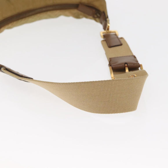 PRADA Shoulder Bag Nylon Beige Gold Auth 160150