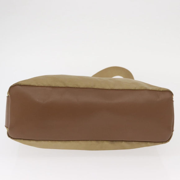 PRADA Shoulder Bag Nylon Beige Gold Auth 160150