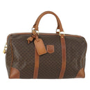 CELINE Macadam Canvas Boston Bag PVC Leather Brown Gold Auth 160152-1