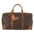 CELINE Macadam Canvas Boston Bag PVC Leather Brown Gold Auth 160152-2