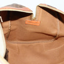 CELINE Macadam Canvas Boston Bag PVC Leather Brown Gold Auth 160152-20