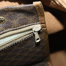 CELINE Macadam Canvas Boston Bag PVC Leather Brown Gold Auth 160152-21