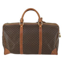 CELINE Macadam Canvas Boston Bag PVC Leather Brown Gold Auth 160152-3