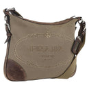 PRADA Shoulder Bag Canvas Beige Silver Auth 160170-1