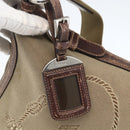 PRADA Shoulder Bag Canvas Beige Silver Auth 160170-14