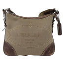 PRADA Shoulder Bag Canvas Beige Silver Auth 160170-2