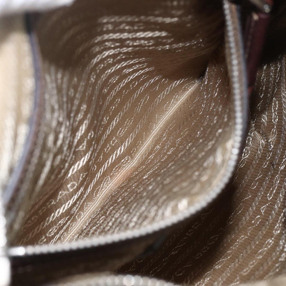 PRADA Shoulder Bag Canvas Beige Silver Auth 160170