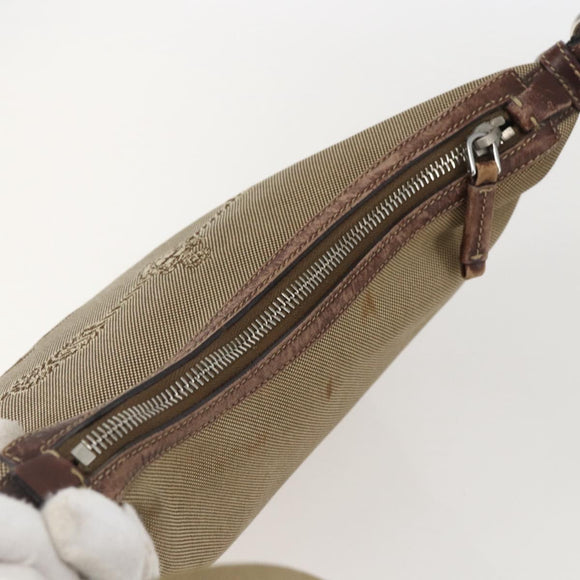 PRADA Shoulder Bag Canvas Beige Silver Auth 160170