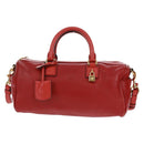 LOEWE Hand Bag Leather 2way Red Gold Auth 160175-13