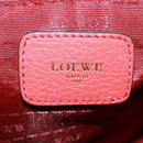 LOEWE Hand Bag Leather 2way Red Gold Auth 160175-22