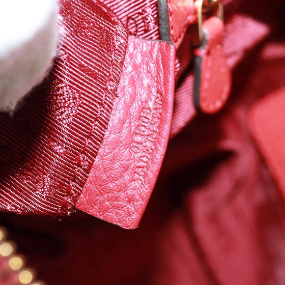 LOEWE Hand Bag Leather 2way Red Gold Auth 160175