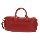 LOEWE Hand Bag Leather 2way Red Gold Auth 160175-2