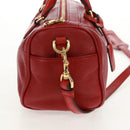 LOEWE Hand Bag Leather 2way Red Gold Auth 160175-4