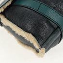 Salvatore Ferragamo Gancini Shoulder Bag Mouton Blue Green Silver Auth 160179V-10