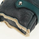 Salvatore Ferragamo Gancini Shoulder Bag Mouton Blue Green Silver Auth 160179V-12