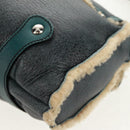 Salvatore Ferragamo Gancini Shoulder Bag Mouton Blue Green Silver Auth 160179V-13