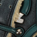 Salvatore Ferragamo Gancini Shoulder Bag Mouton Blue Green Silver Auth 160179V-14