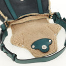 Salvatore Ferragamo Gancini Shoulder Bag Mouton Blue Green Silver Auth 160179V-15