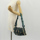Salvatore Ferragamo Gancini Shoulder Bag Mouton Blue Green Silver Auth 160179V-22