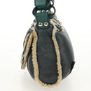 Salvatore Ferragamo Gancini Shoulder Bag Mouton Blue Green Silver Auth 160179V-4