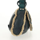 Salvatore Ferragamo Gancini Shoulder Bag Mouton Blue Green Silver Auth 160179V-5