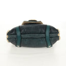 Salvatore Ferragamo Gancini Shoulder Bag Mouton Blue Green Silver Auth 160179V-9