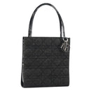 Christian Dior Lady Dior Hand Bag Denim Black Silver Auth 160181-1