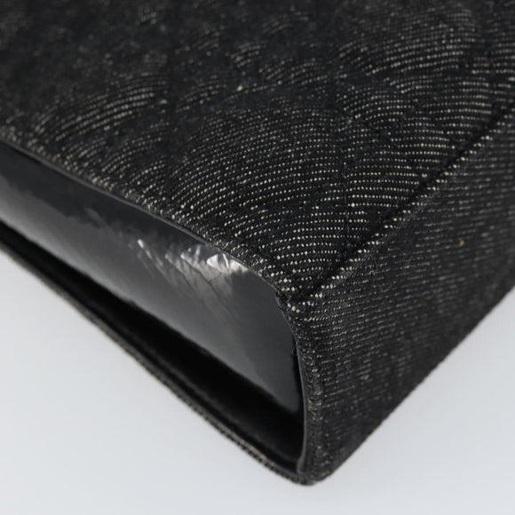 Christian Dior Lady Dior Hand Bag Denim Black Silver Auth 160181
