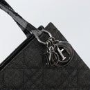 Christian Dior Lady Dior Hand Bag Denim Black Silver Auth 160181-14