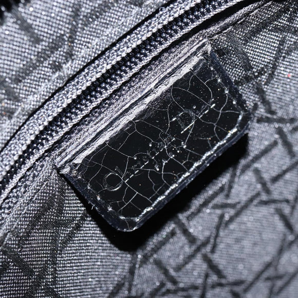 Christian Dior Lady Dior Hand Bag Denim Black Silver Auth 160181