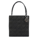 Christian Dior Lady Dior Hand Bag Denim Black Silver Auth 160181-2