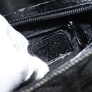 Christian Dior Lady Dior Hand Bag Denim Black Silver Auth 160181-21