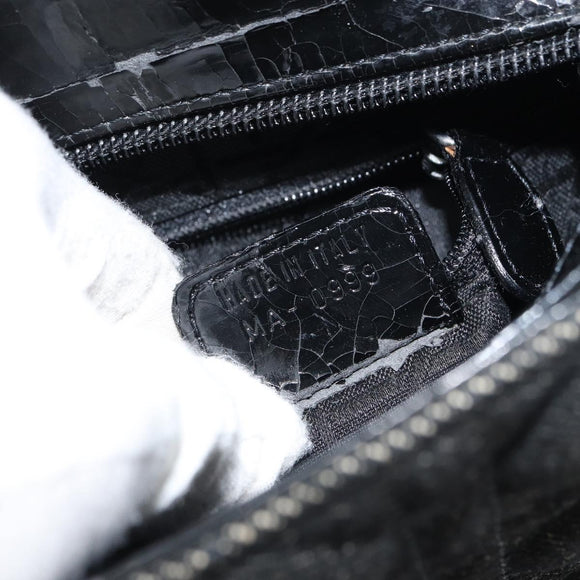 Christian Dior Lady Dior Hand Bag Denim Black Silver Auth 160181