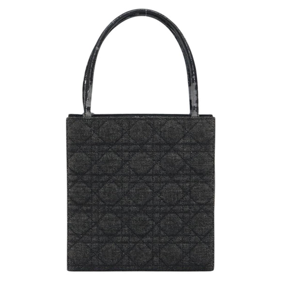 Christian Dior Lady Dior Hand Bag Denim Black Silver Auth 160181