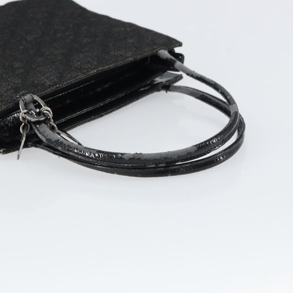 Christian Dior Lady Dior Hand Bag Denim Black Silver Auth 160181