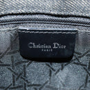 Christian Dior Lady Dior Canage Hand Bag Denim Black Silver Auth 160182-18