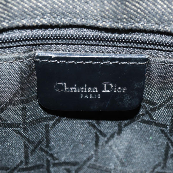 Christian Dior Lady Dior Canage Hand Bag Denim Black Silver Auth 160182