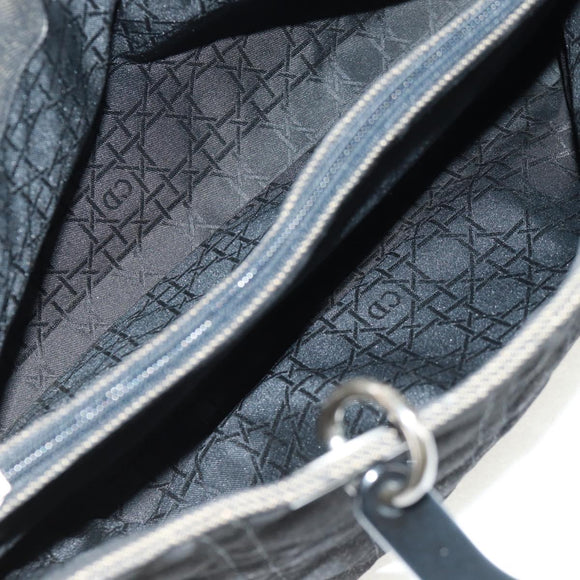 Christian Dior Lady Dior Canage Hand Bag Denim Black Silver Auth 160182