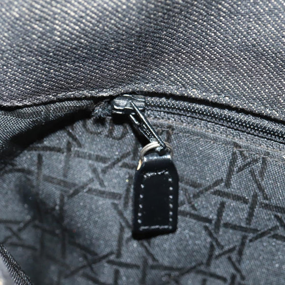 Christian Dior Lady Dior Canage Hand Bag Denim Black Silver Auth 160182
