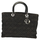 Christian Dior Lady Dior Canage Hand Bag Denim Black Silver Auth 160182-13