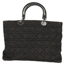 Christian Dior Lady Dior Canage Hand Bag Denim Black Silver Auth 160182-2