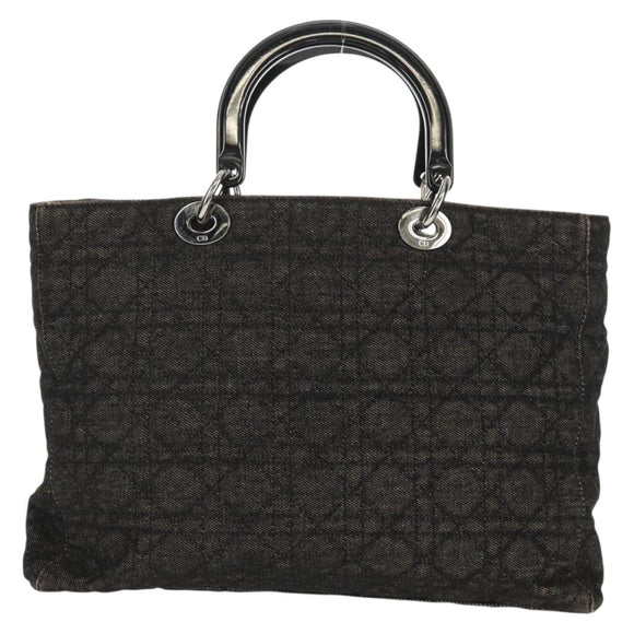 Christian Dior Lady Dior Canage Hand Bag Denim Black Silver Auth 160182