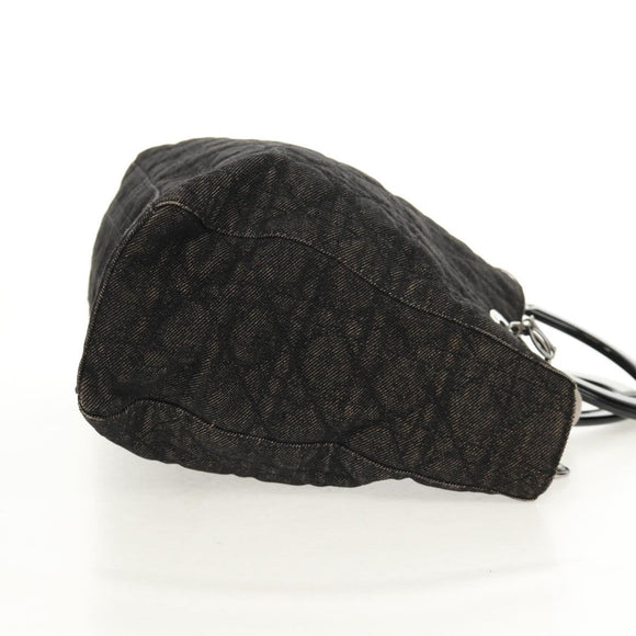Christian Dior Lady Dior Canage Hand Bag Denim Black Silver Auth 160182