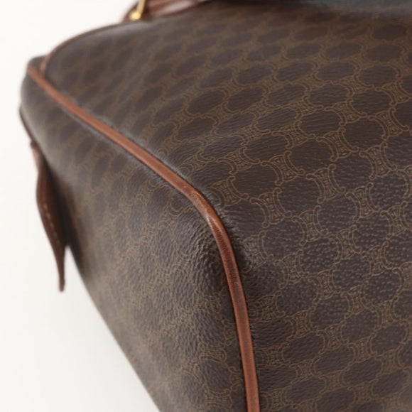 CELINE Macadam Canvas Hand Bag PVC Leather Brown Gold Auth 160202